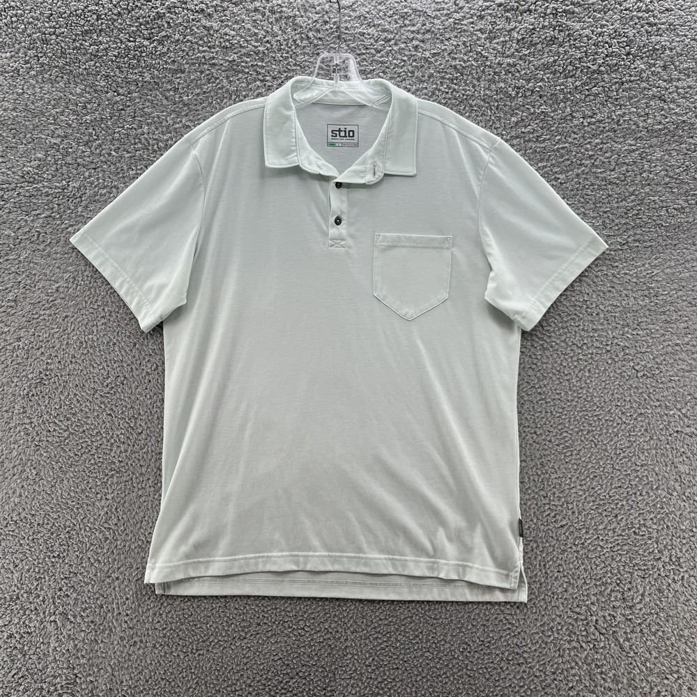 Stio Polo Shirt Mens Large Light Green Pocket Performance Casual Outdoor Hiking